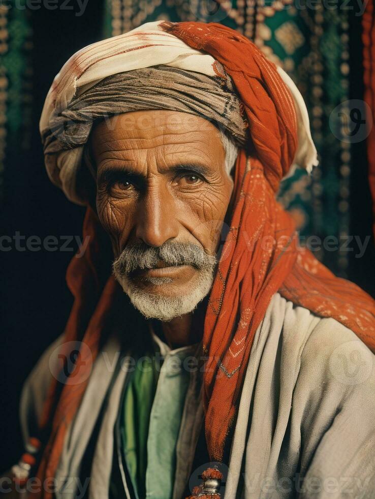 Arabian man from the early 1900s colored old photo AI Generative
