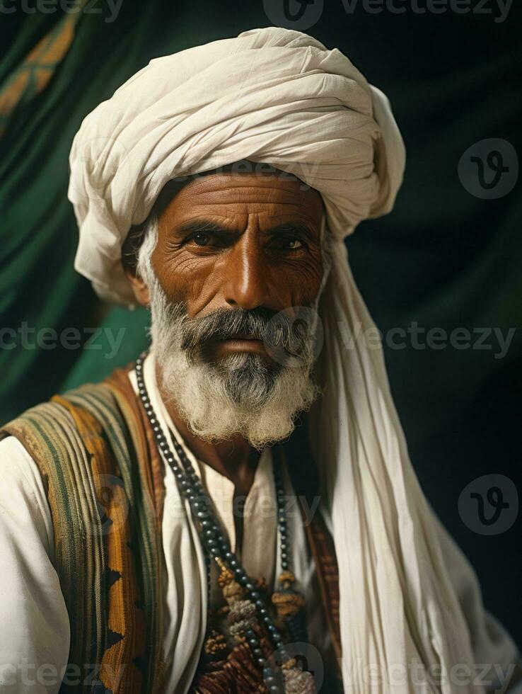 Arabian man from the early 1900s colored old photo AI Generative