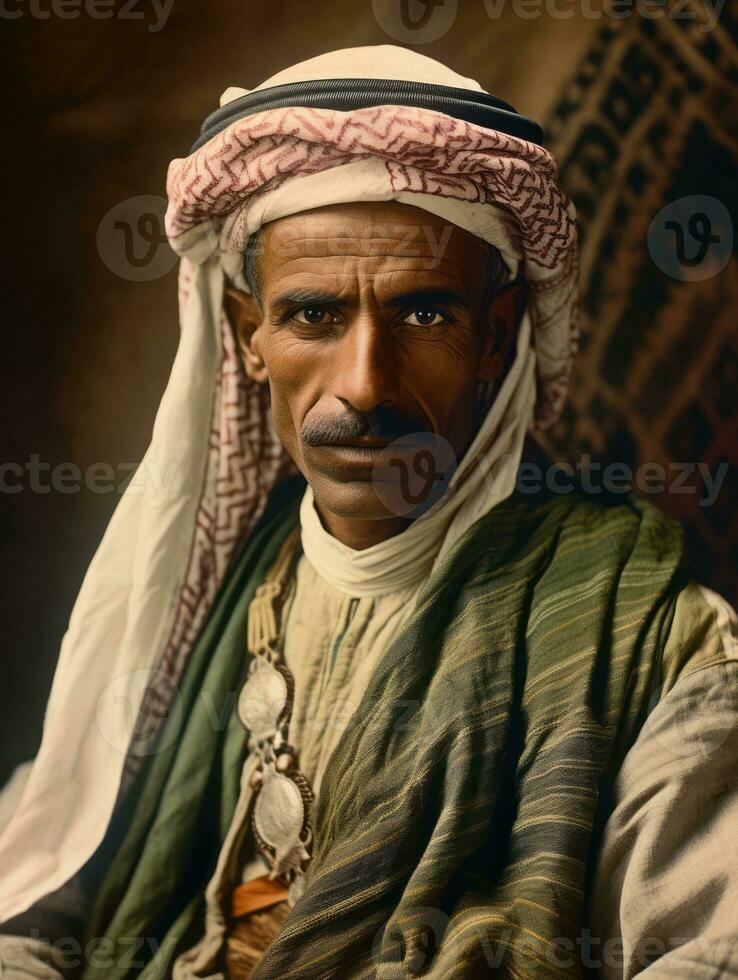 Arabian man from the early 1900s colored old photo AI Generative