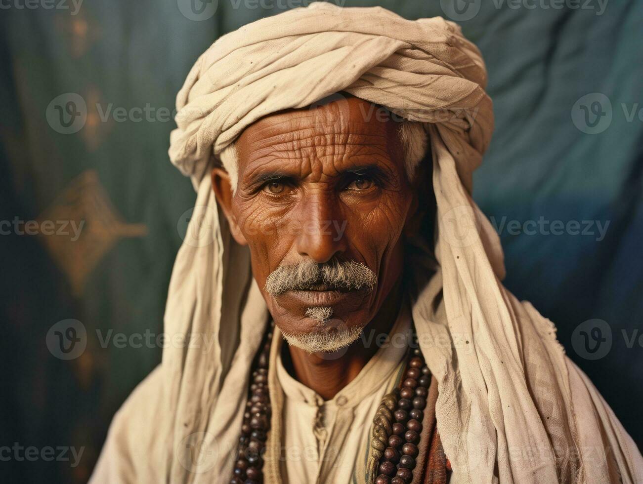 Arabian man from the early 1900s colored old photo AI Generative