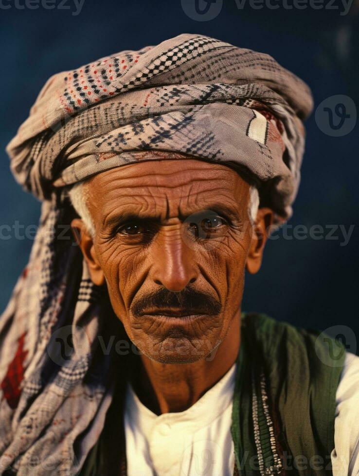 Arabian man from the early 1900s colored old photo AI Generative