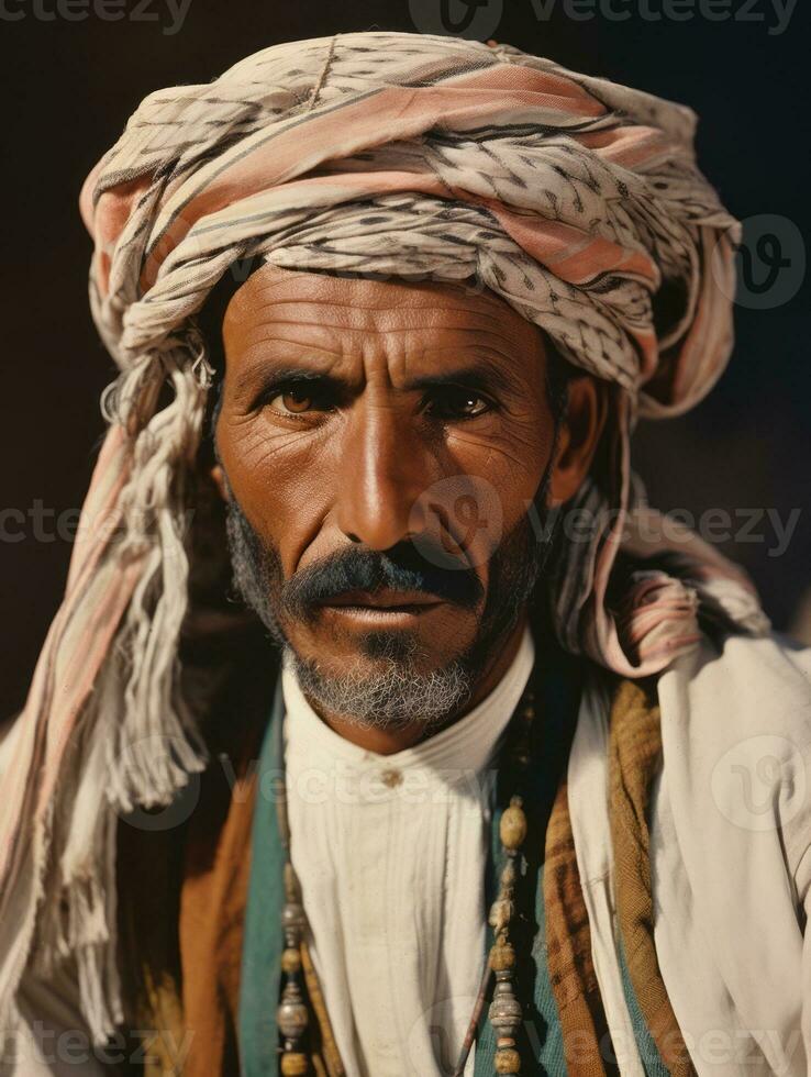 Arabian man from the early 1900s colored old photo AI Generative