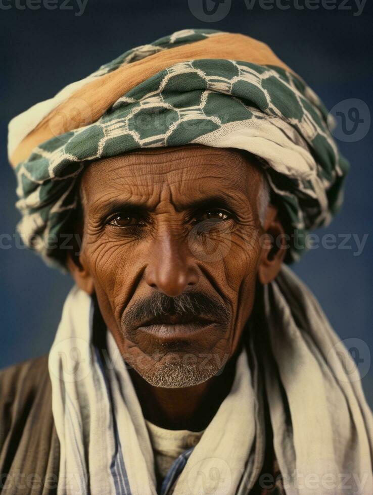 Arabian man from the early 1900s colored old photo AI Generative