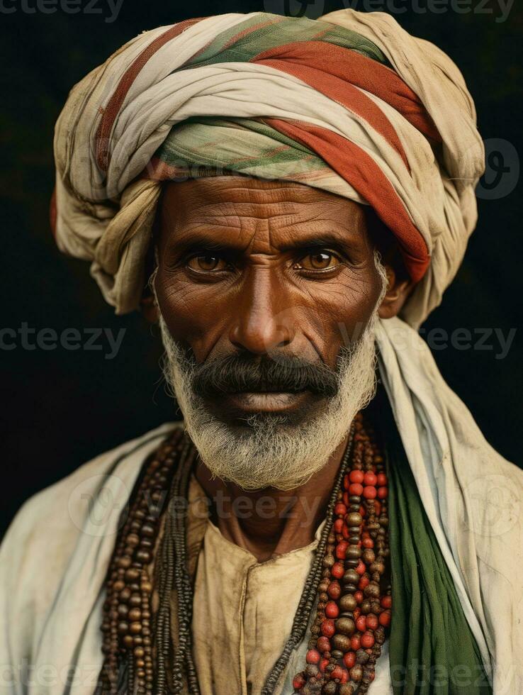 Arabian man from the early 1900s colored old photo AI Generative