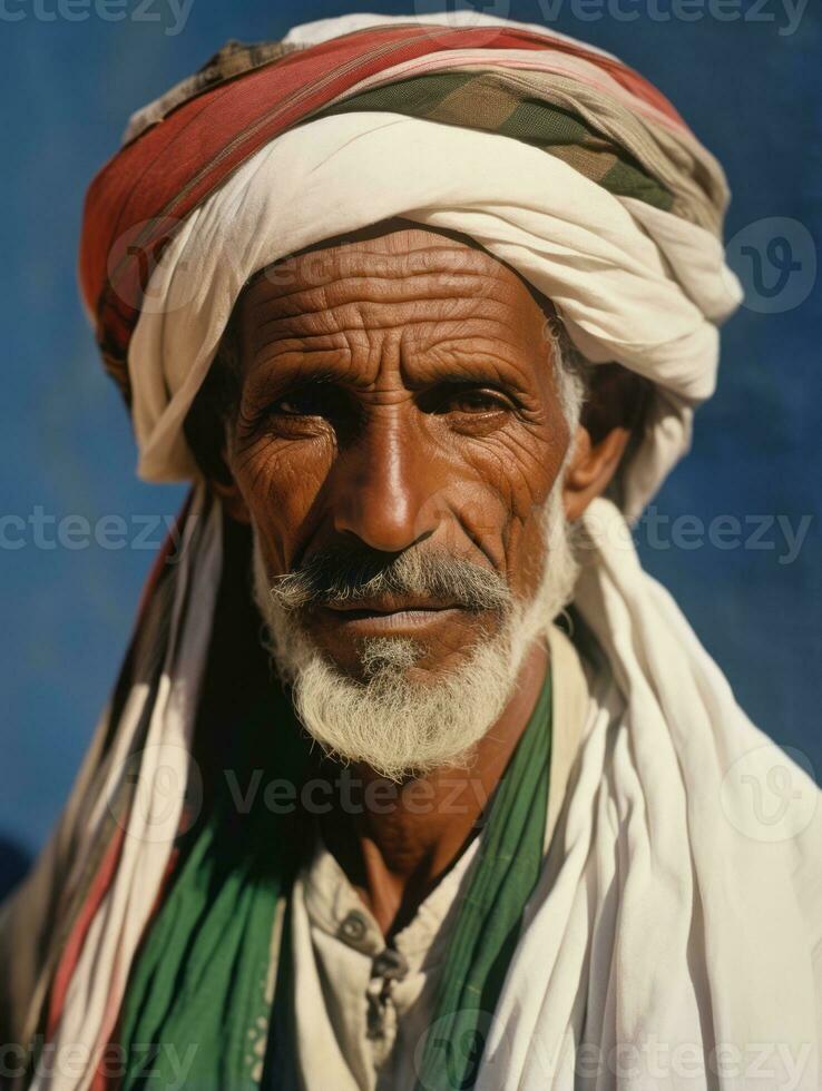 Arabian man from the early 1900s colored old photo AI Generative