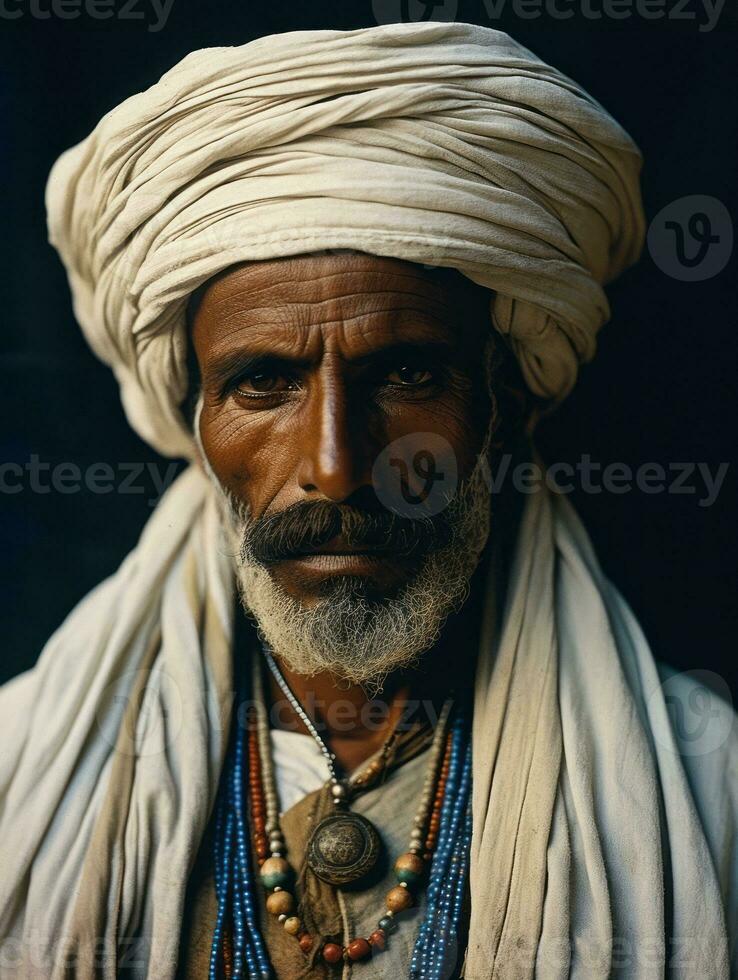 Arabian man from the early 1900s colored old photo AI Generative
