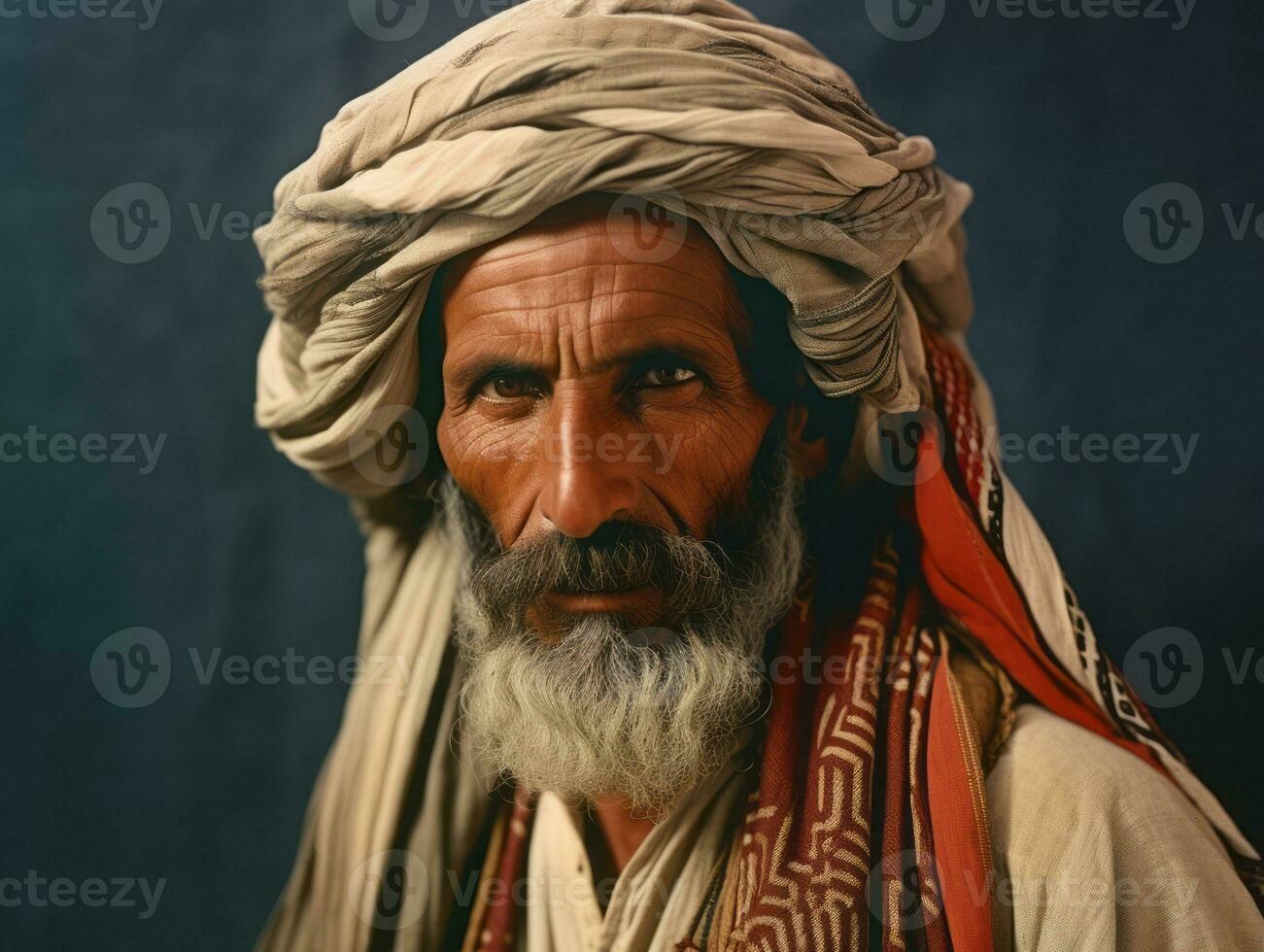 árabe hombre desde el temprano 1900 de colores antiguo foto ai generativo