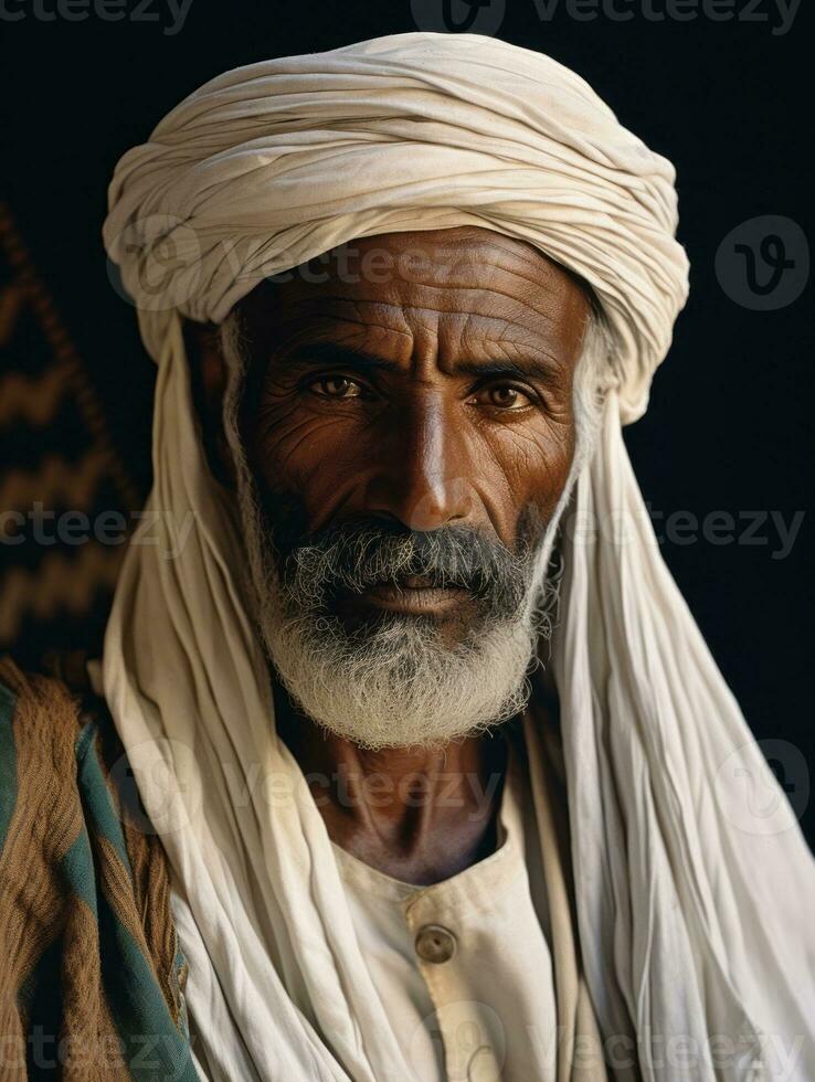 Arabian man from the early 1900s colored old photo AI Generative