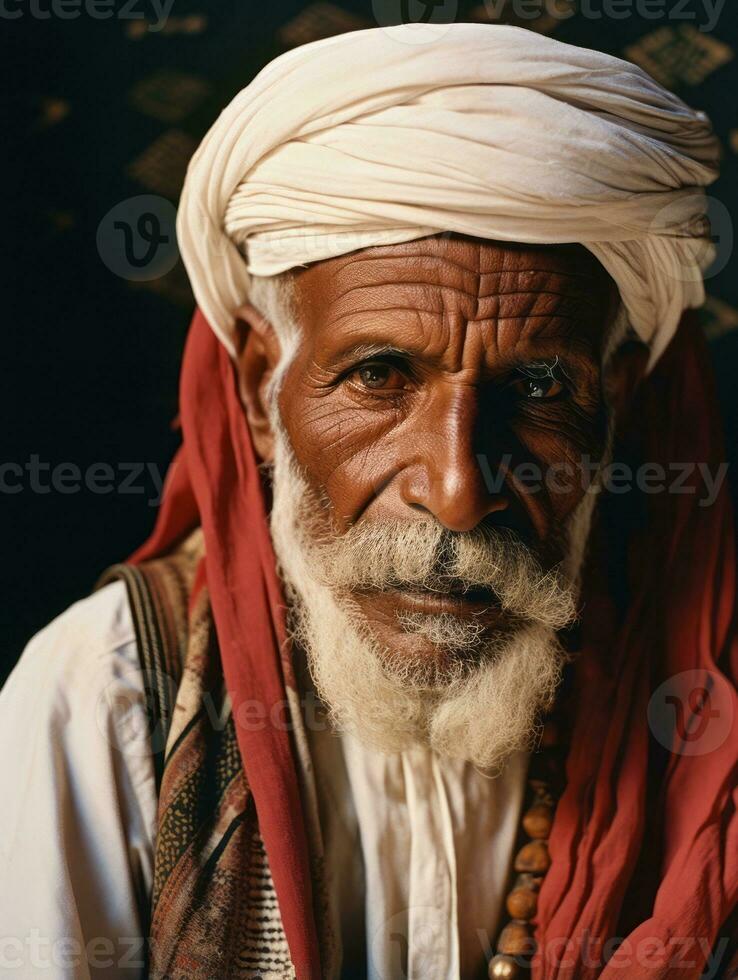 Arabian man from the early 1900s colored old photo AI Generative