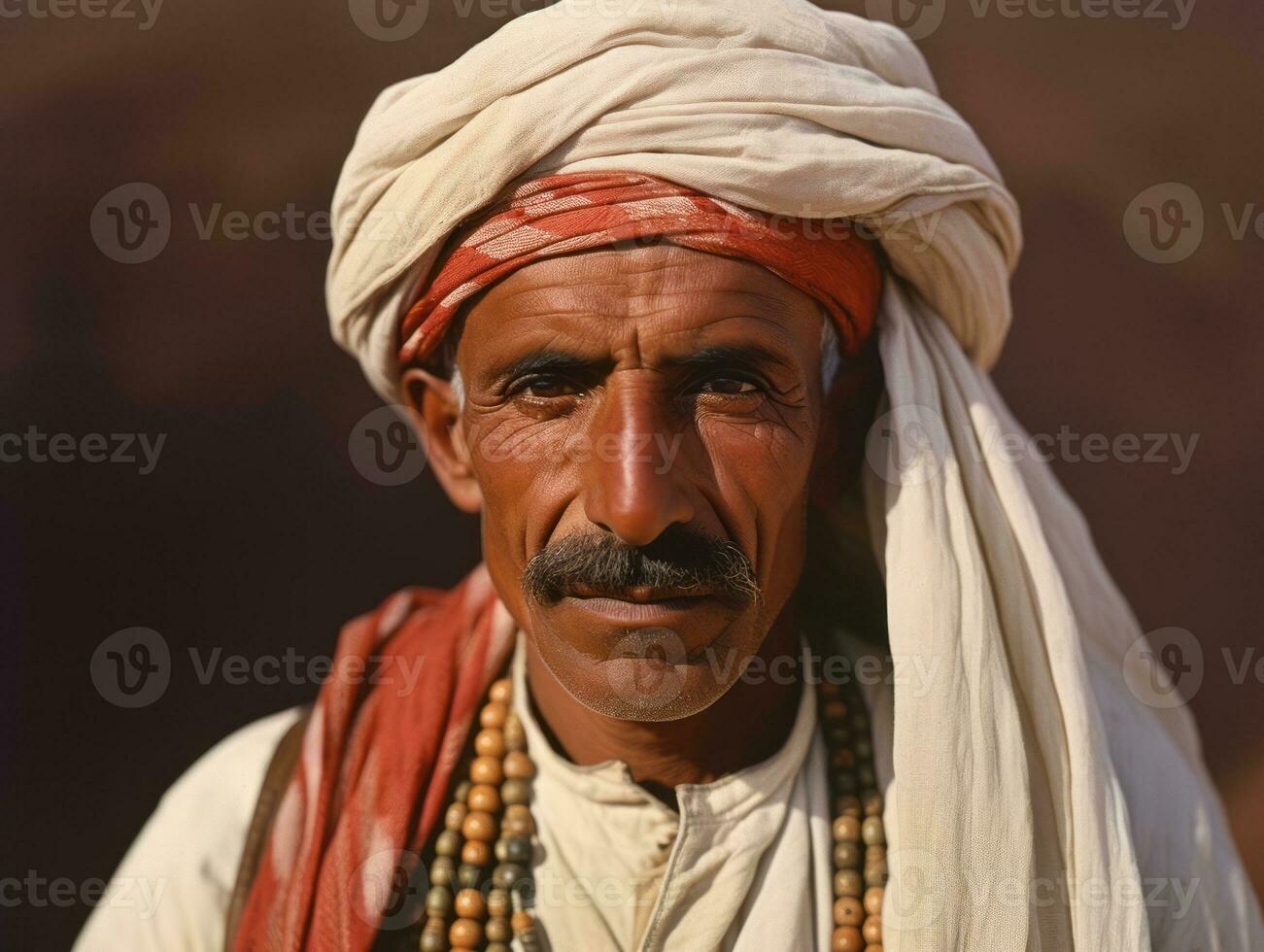 árabe hombre desde el temprano 1900 de colores antiguo foto ai generativo