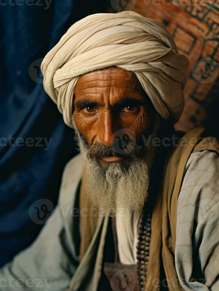 Arabian man from the early 1900s colored old photo AI Generative