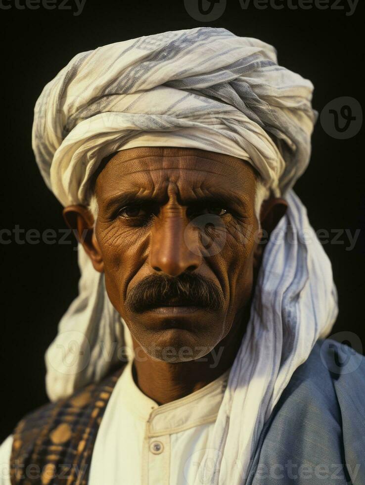 Arabian man from the early 1900s colored old photo AI Generative