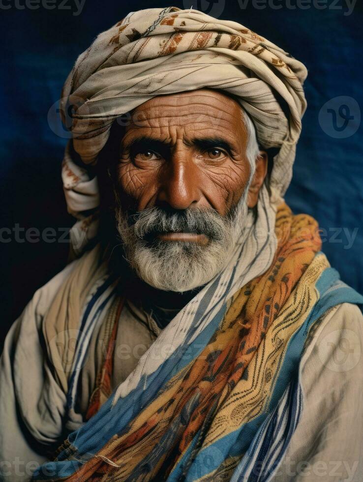 Arabian man from the early 1900s colored old photo AI Generative