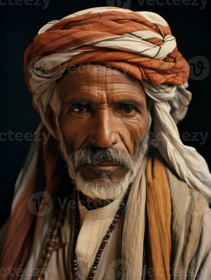 Arabian man from the early 1900s colored old photo AI Generative
