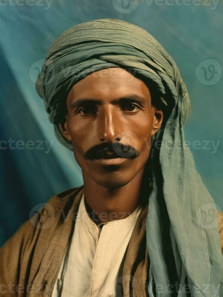 Arabian man from the early 1900s colored old photo AI Generative