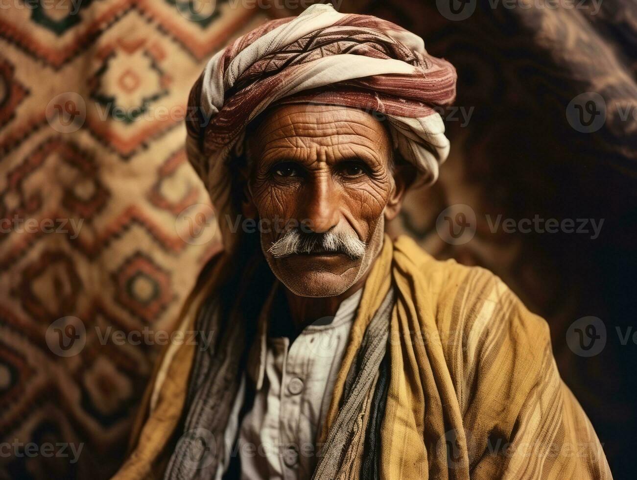 Arabian man from the early 1900s colored old photo AI Generative
