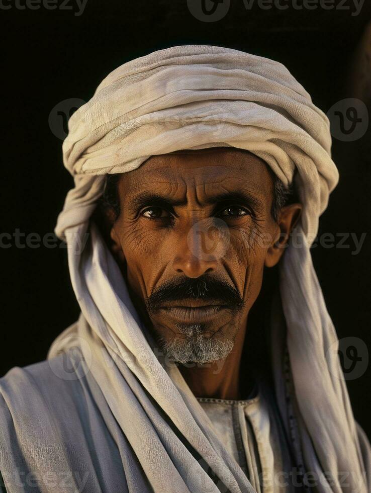 Arabian man from the early 1900s colored old photo AI Generative