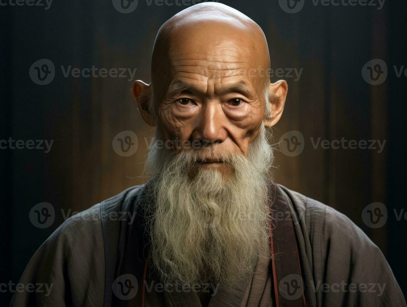 Asian man from the early 1900s colored old photo AI Generative