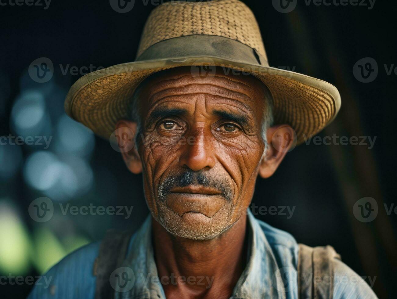 Brazilian man from the early 1900s colored old photo AI Generative