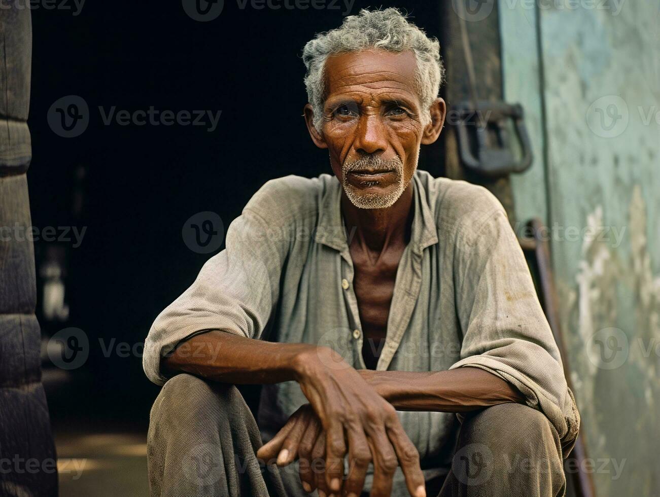 Brazilian man from the early 1900s colored old photo AI Generative