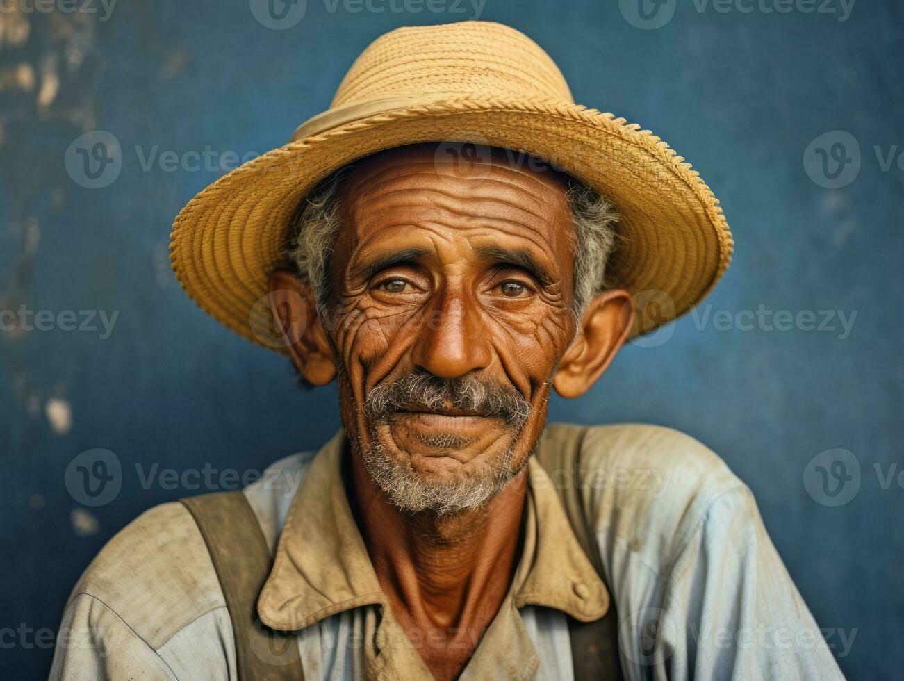 Brazilian man from the early 1900s colored old photo AI Generative