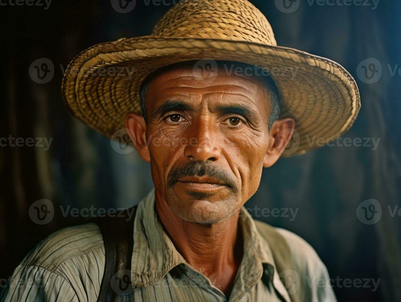 Brazilian man from the early 1900s colored old photo AI Generative