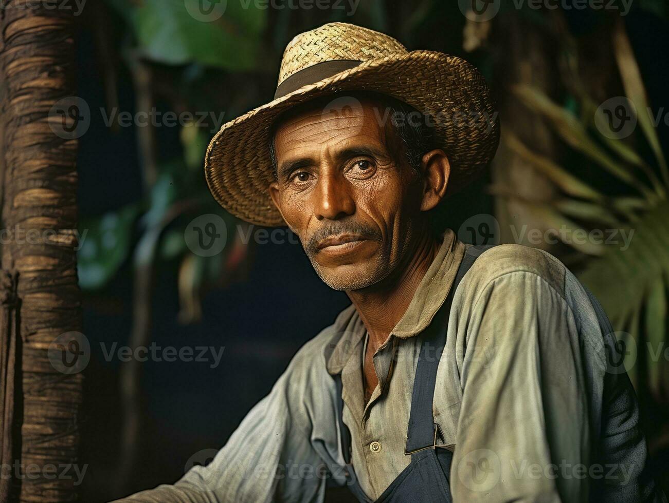 Brazilian man from the early 1900s colored old photo AI Generative