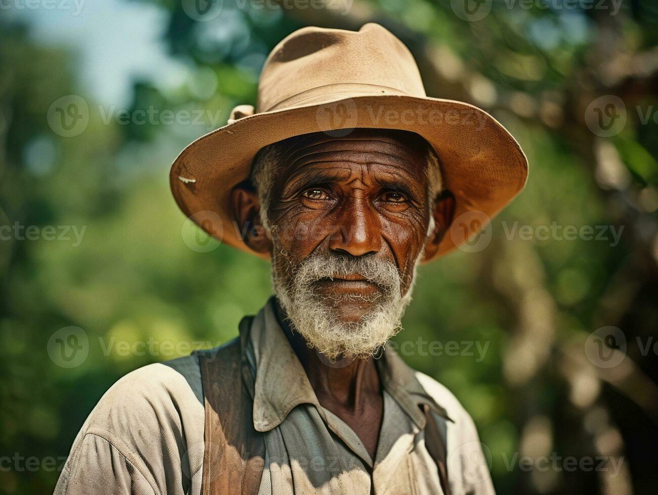 Brazilian man from the early 1900s colored old photo AI Generative