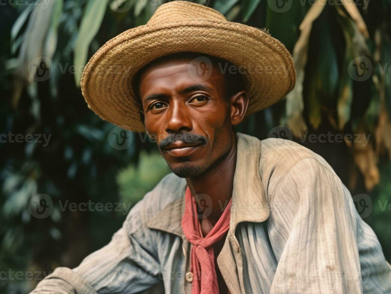 Brazilian man from the early 1900s colored old photo AI Generative