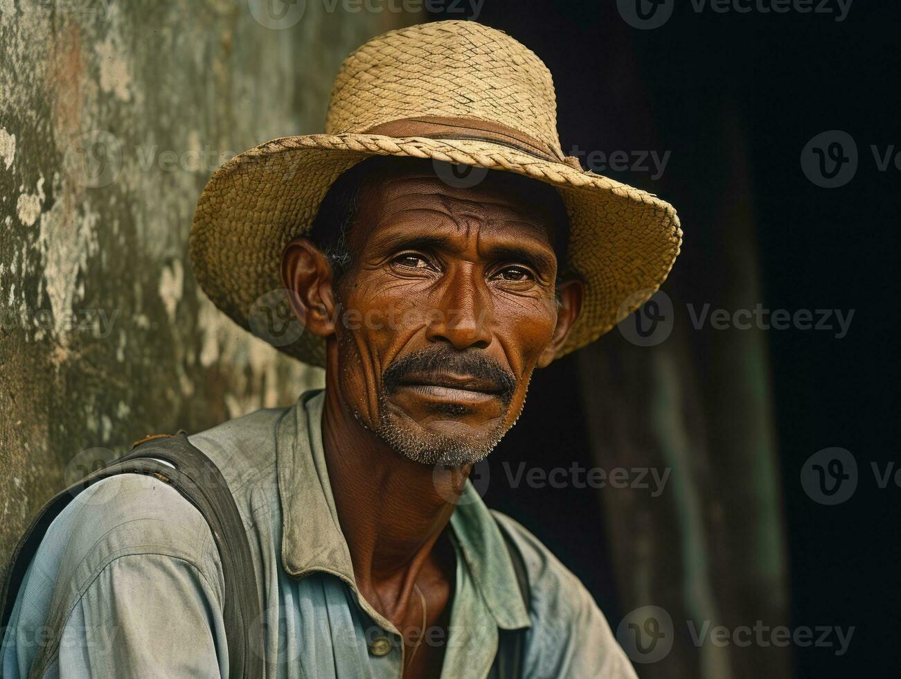 Brazilian man from the early 1900s colored old photo AI Generative