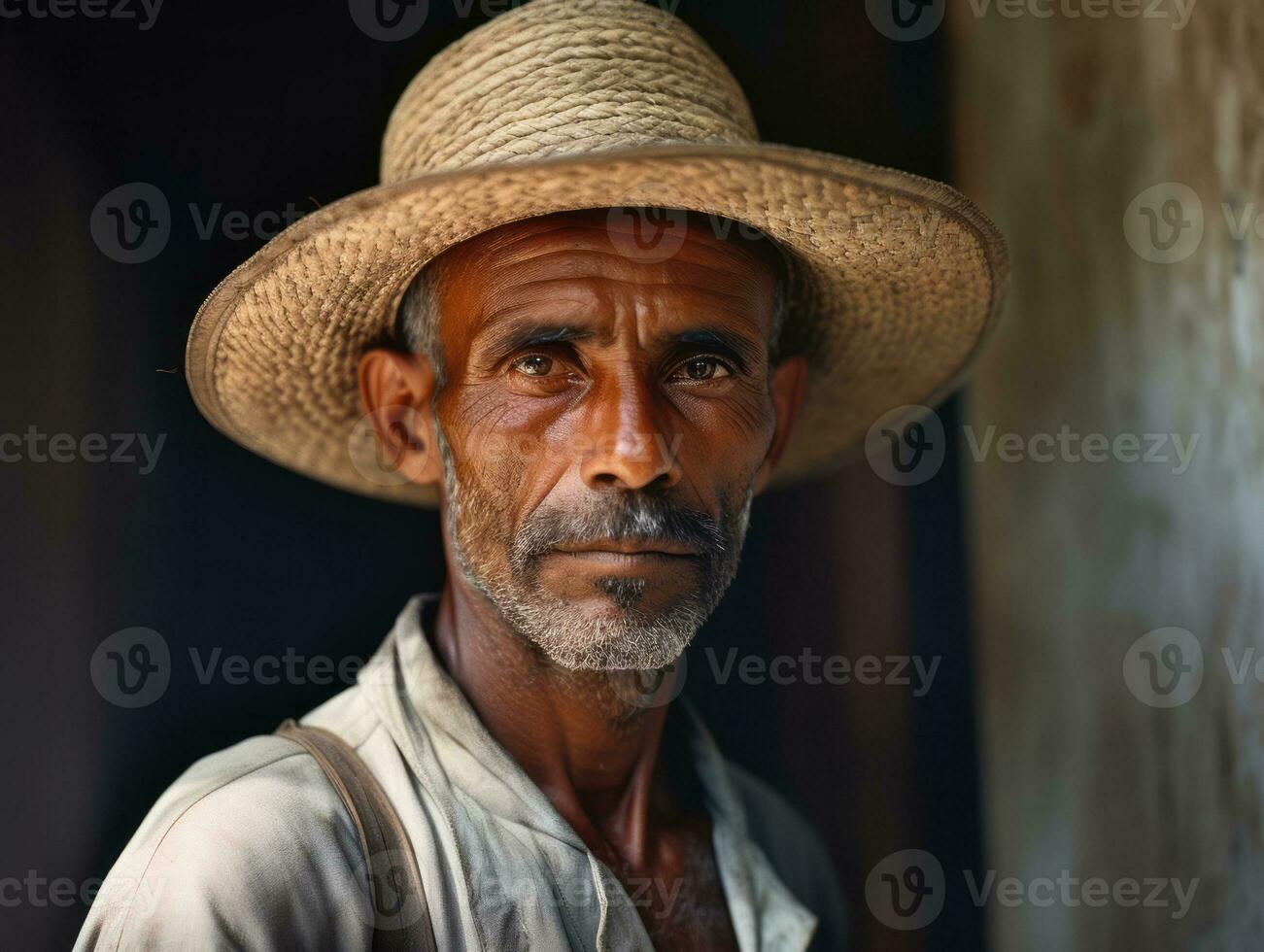 Brazilian man from the early 1900s colored old photo AI Generative