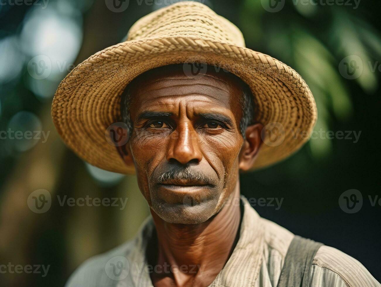 Brazilian man from the early 1900s colored old photo AI Generative