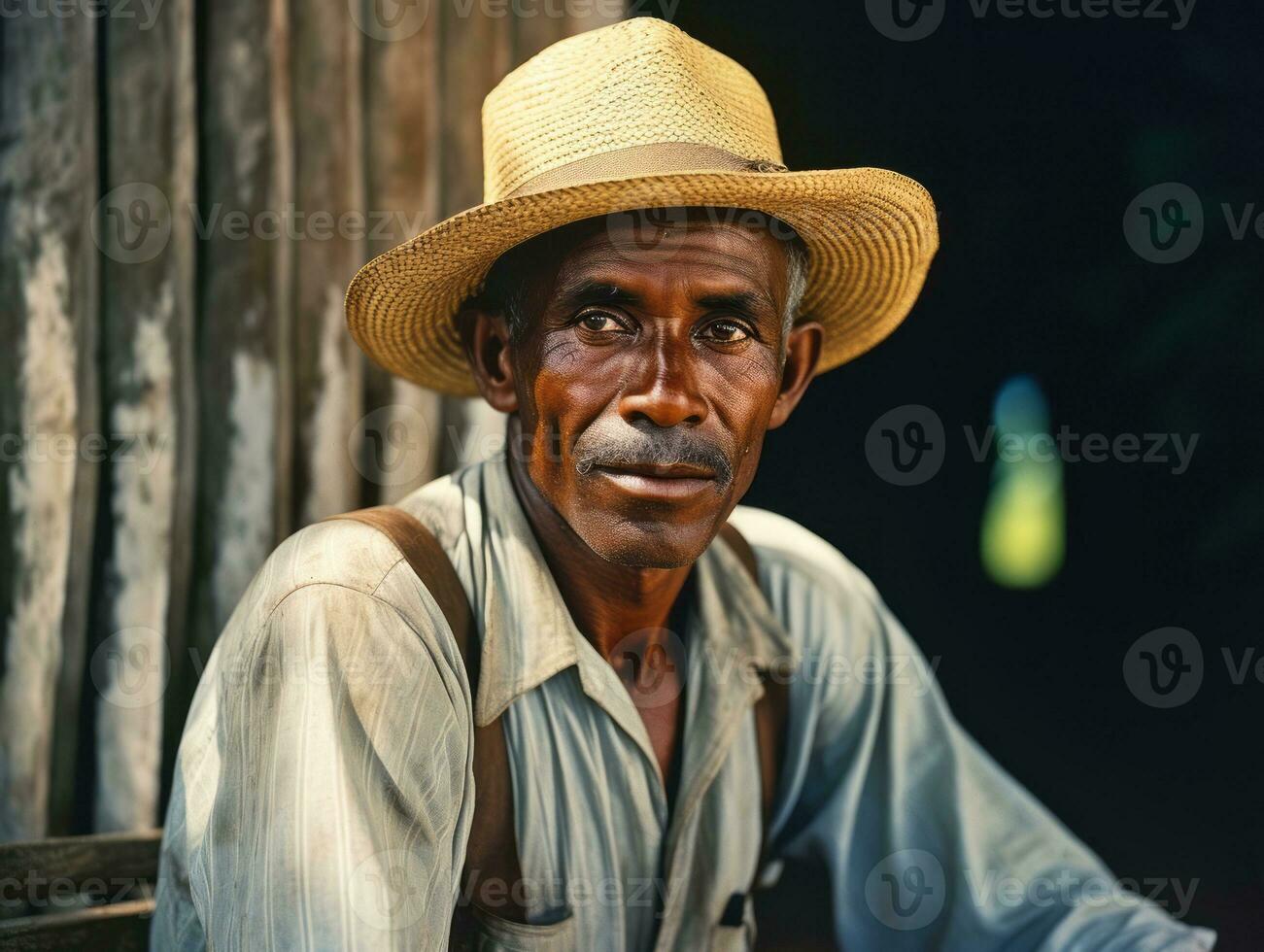 Brazilian man from the early 1900s colored old photo AI Generative