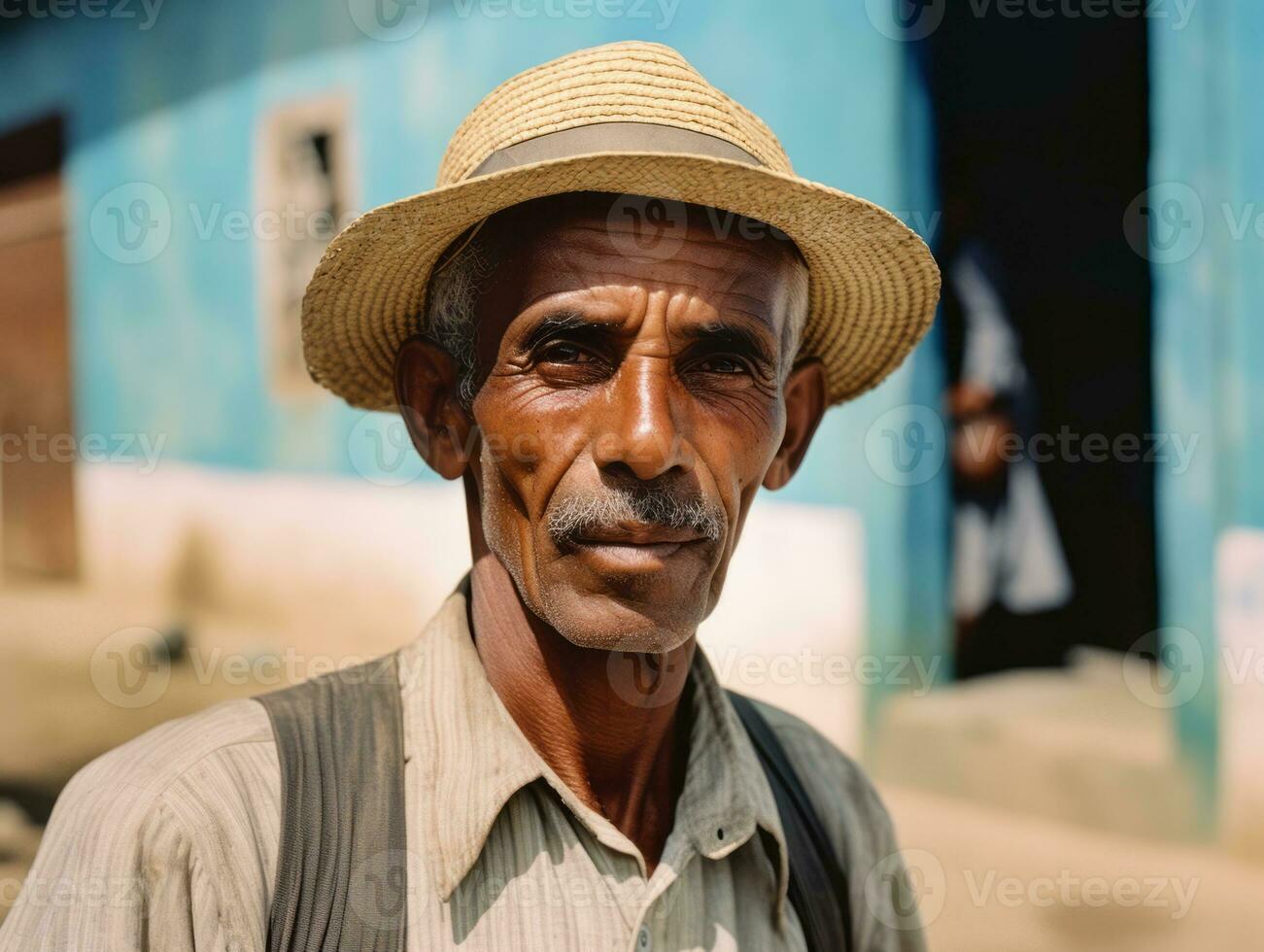 Brazilian man from the early 1900s colored old photo AI Generative