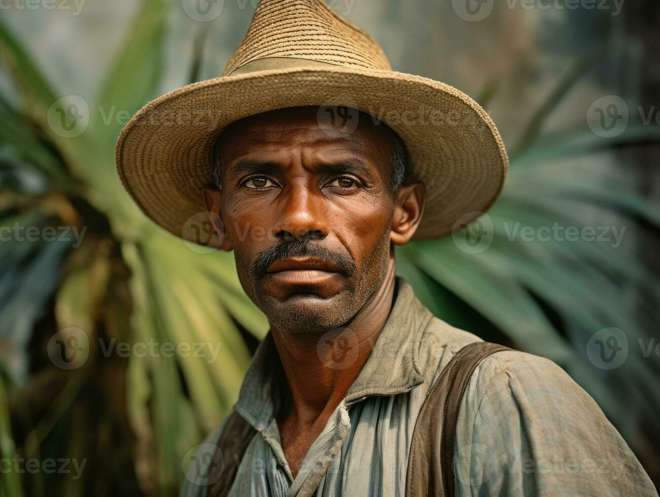 Brazilian man from the early 1900s colored old photo AI Generative