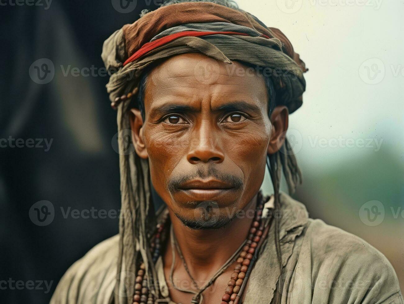 Brazilian man from the early 1900s colored old photo AI Generative