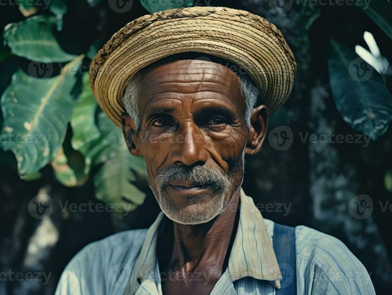 Brazilian man from the early 1900s colored old photo AI Generative