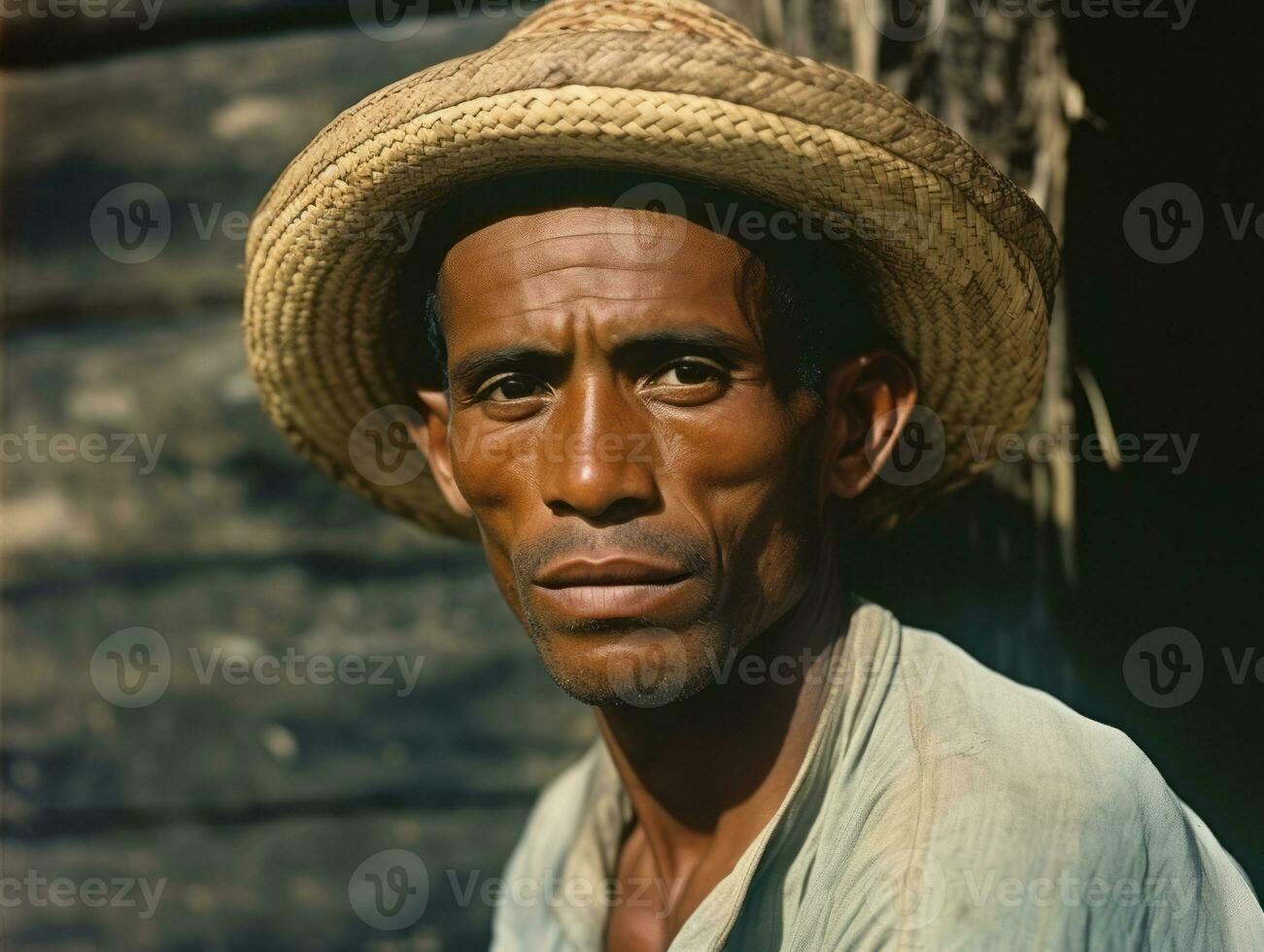 Brazilian man from the early 1900s colored old photo AI Generative