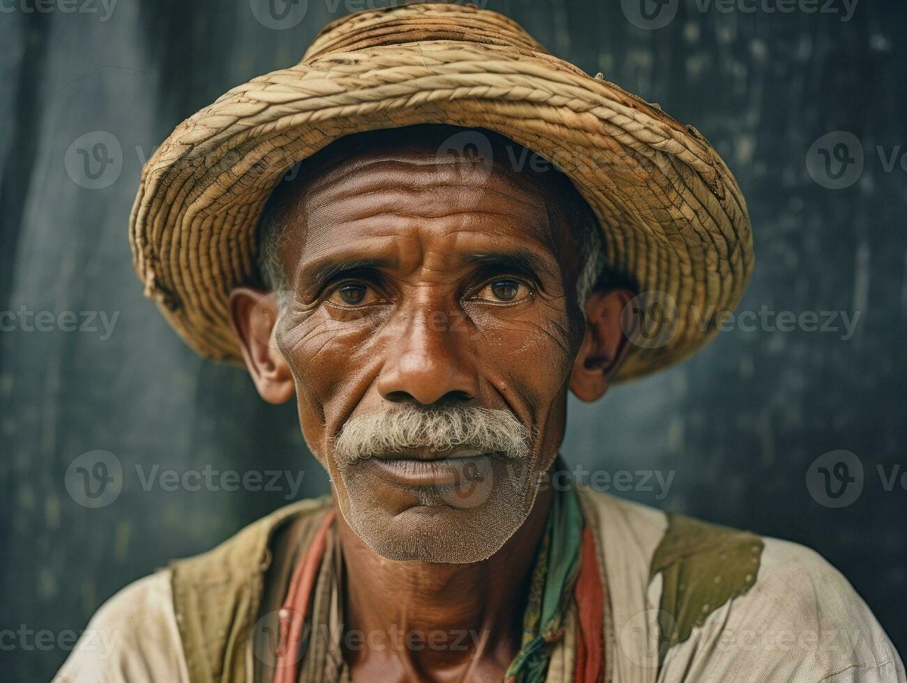 Brazilian man from the early 1900s colored old photo AI Generative