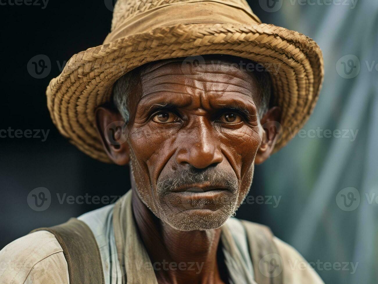 Brazilian man from the early 1900s colored old photo AI Generative