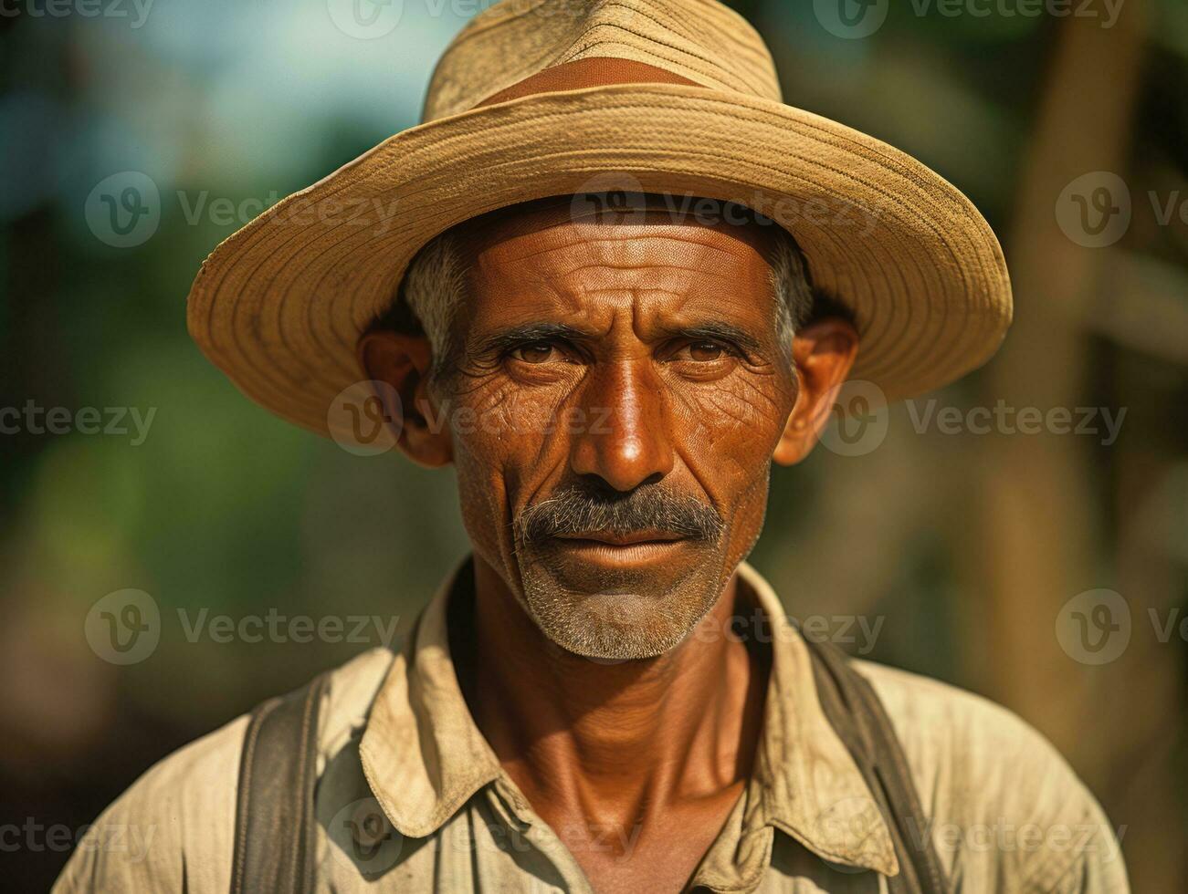 Brazilian man from the early 1900s colored old photo AI Generative