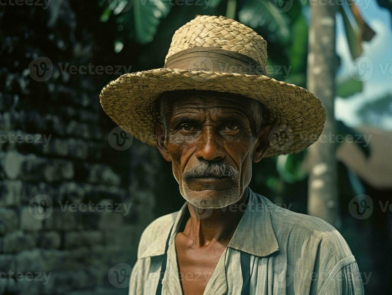 Brazilian man from the early 1900s colored old photo AI Generative