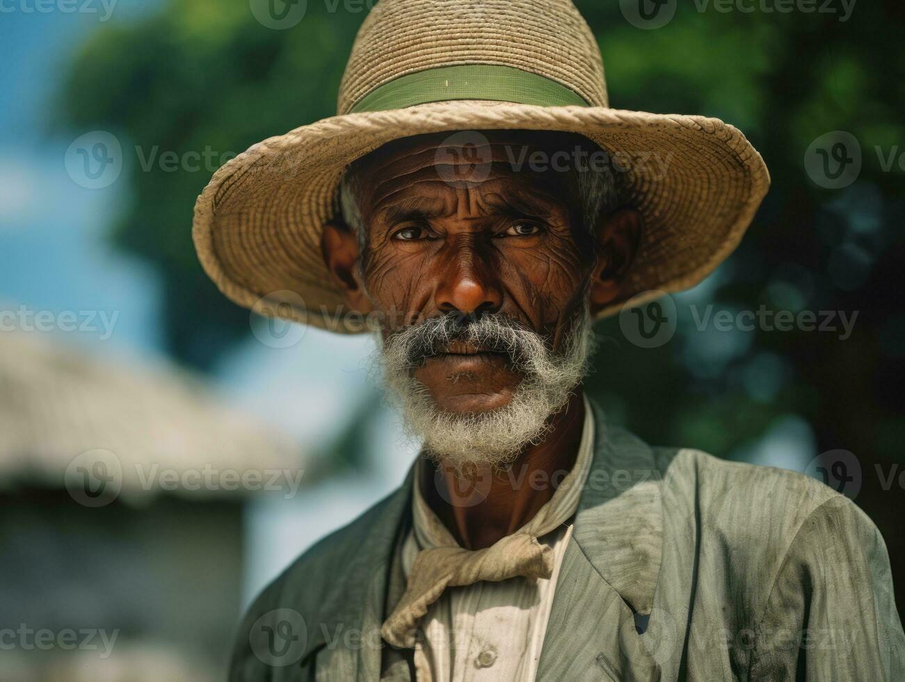 Brazilian man from the early 1900s colored old photo AI Generative