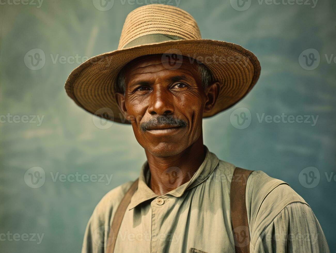 Brazilian man from the early 1900s colored old photo AI Generative