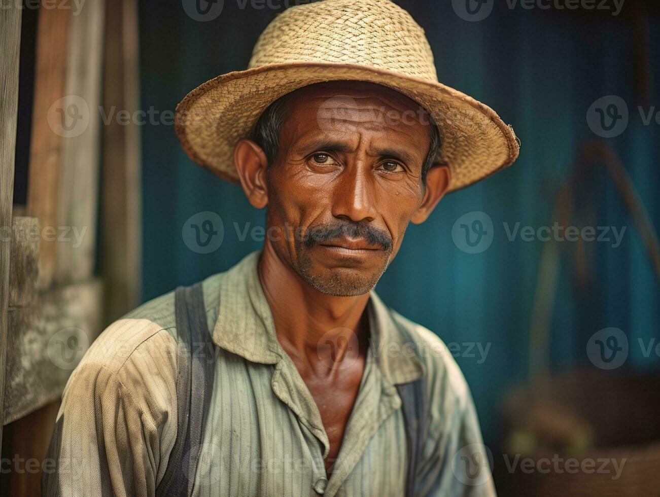 Brazilian man from the early 1900s colored old photo AI Generative