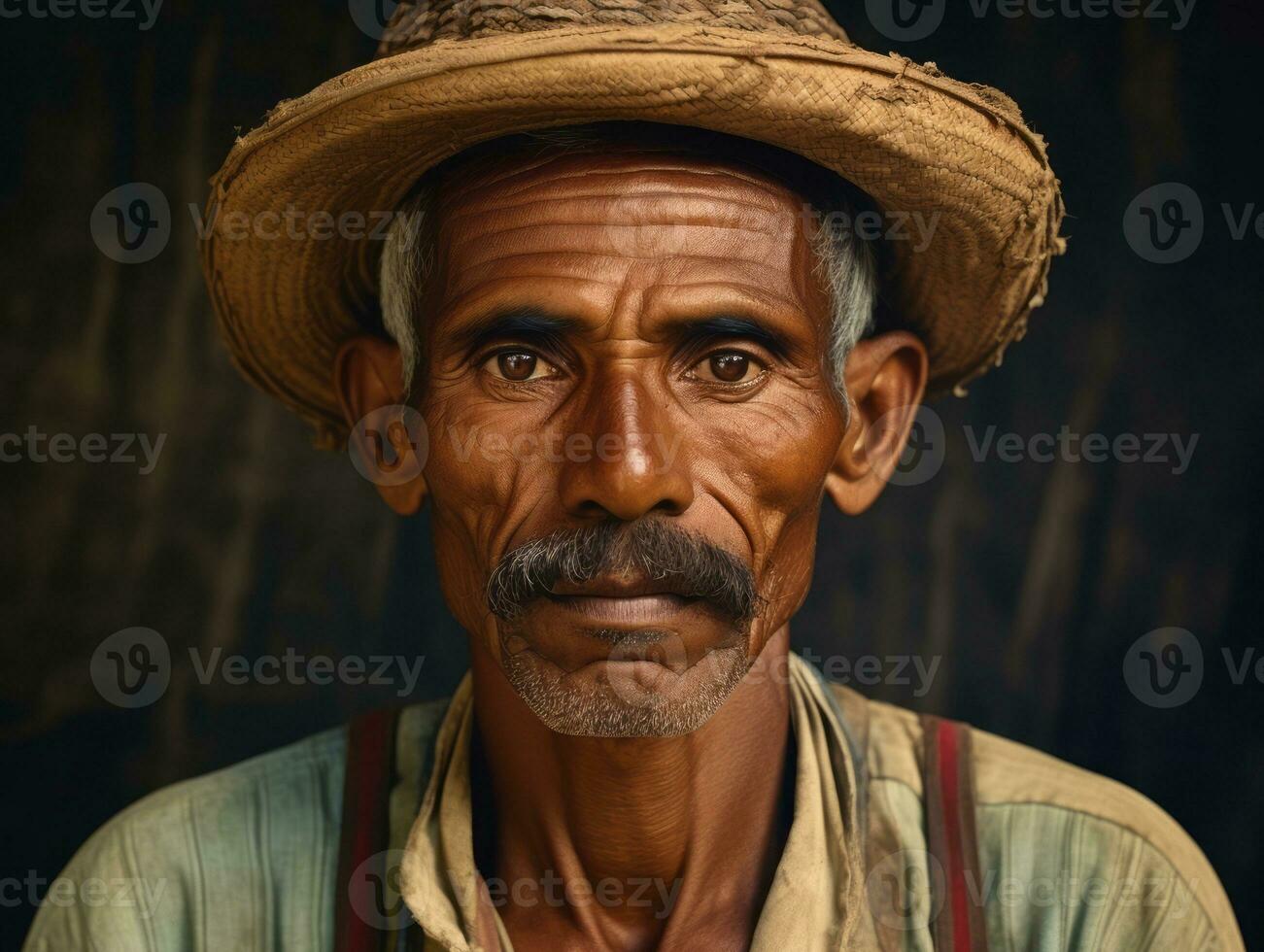 Brazilian man from the early 1900s colored old photo AI Generative