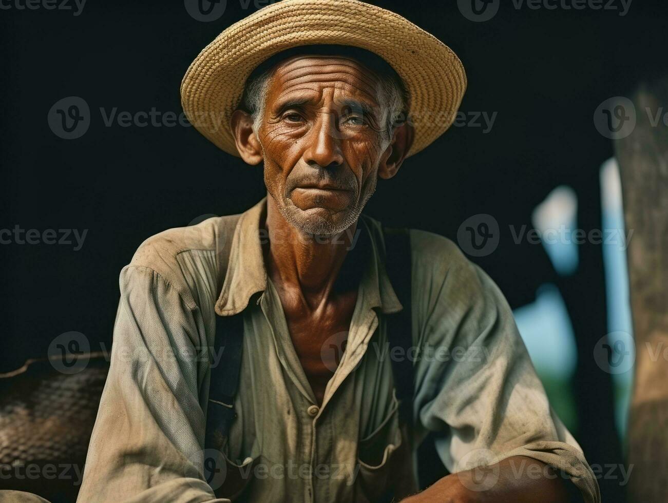Brazilian man from the early 1900s colored old photo AI Generative