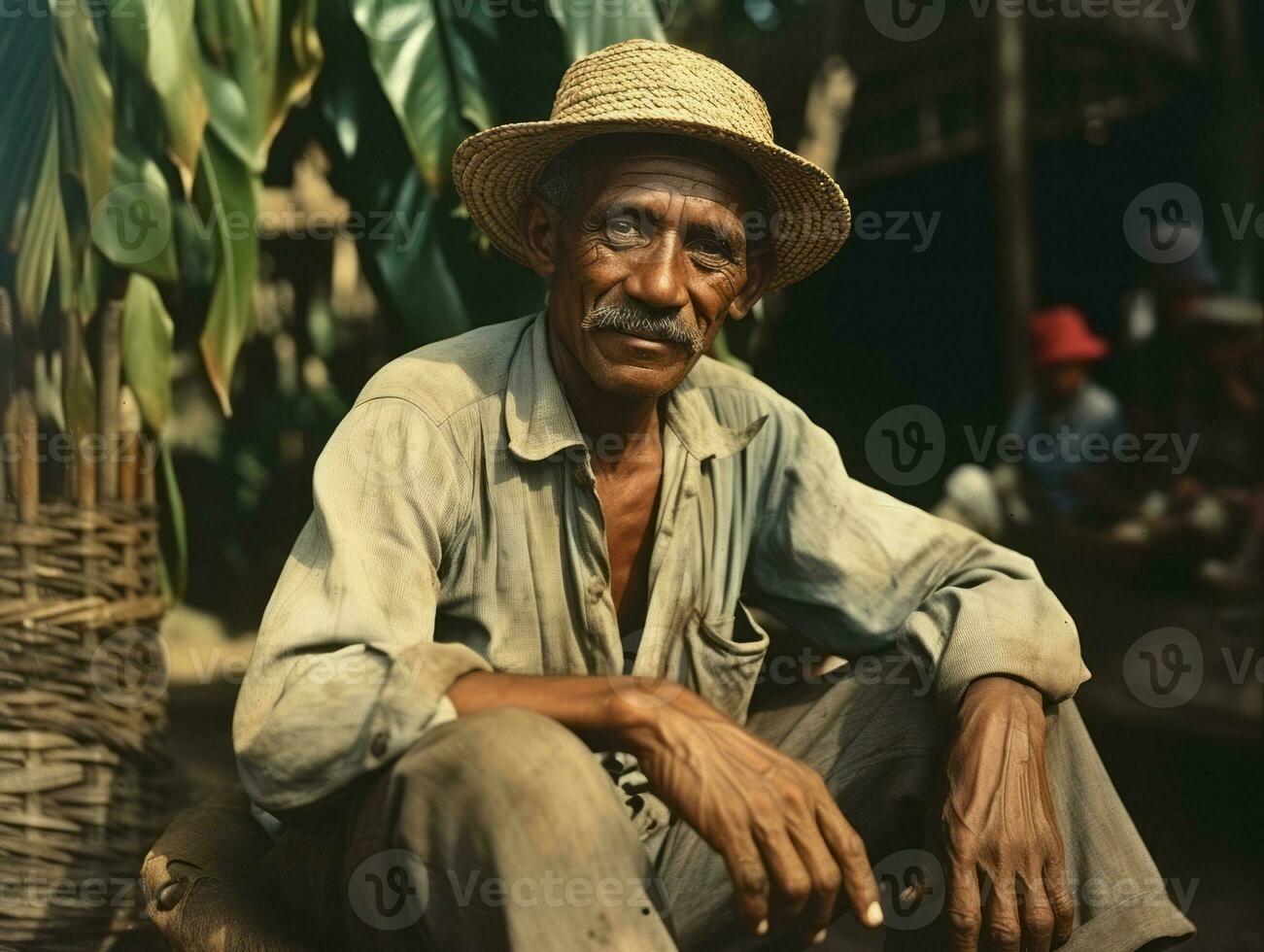 Brazilian man from the early 1900s colored old photo AI Generative