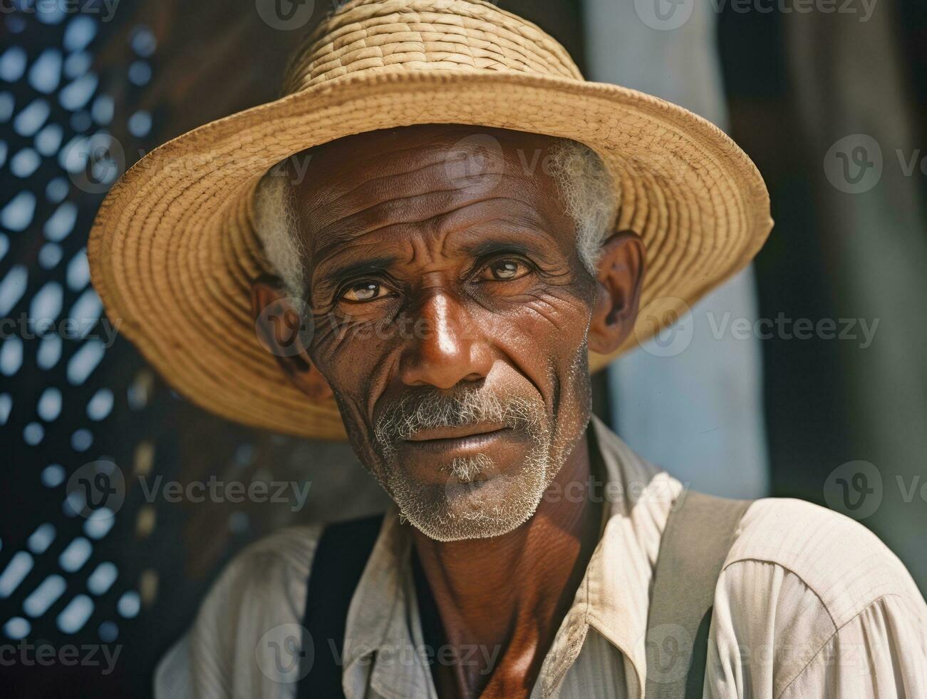 Brazilian man from the early 1900s colored old photo AI Generative