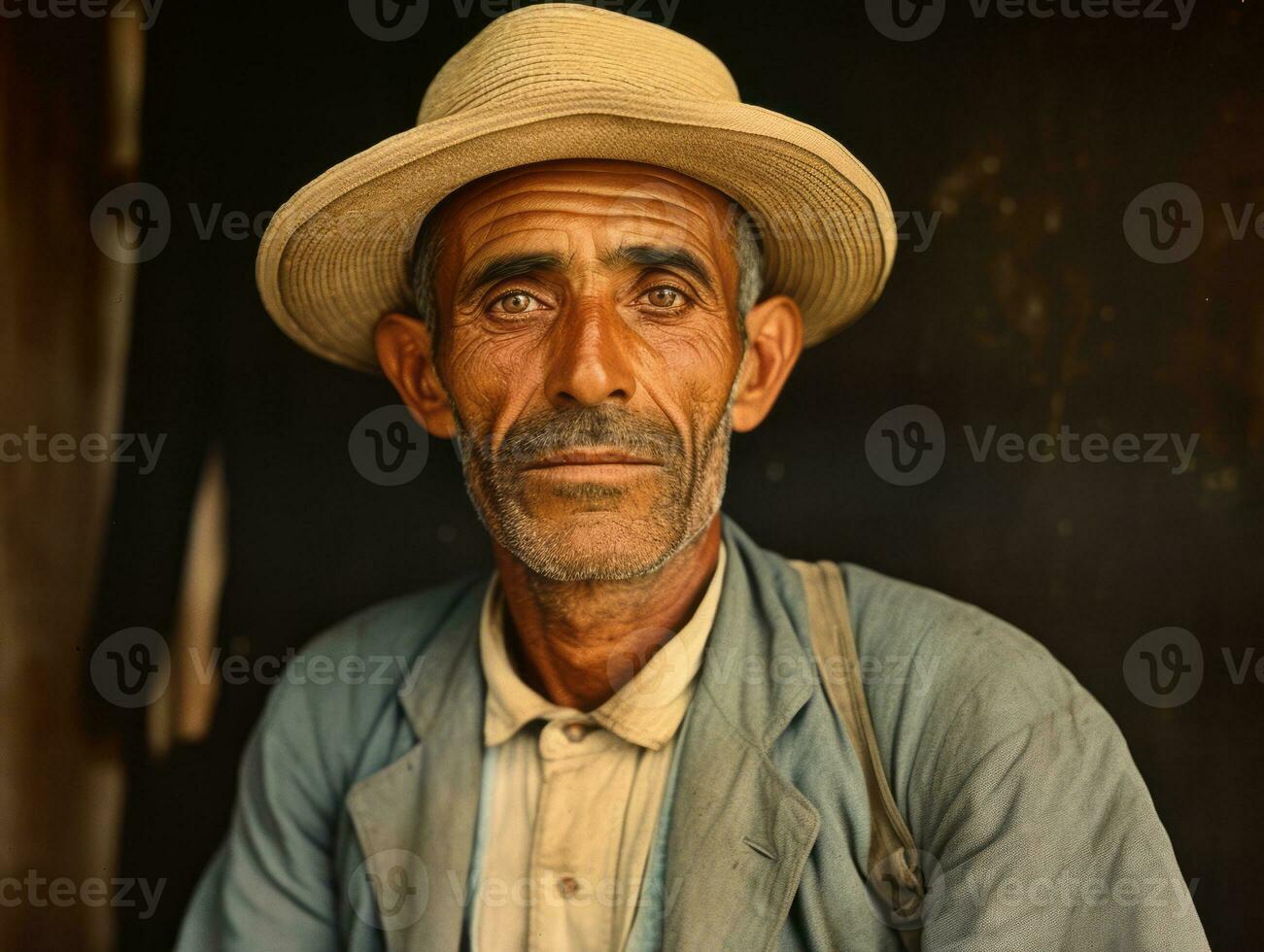 Brazilian man from the early 1900s colored old photo AI Generative